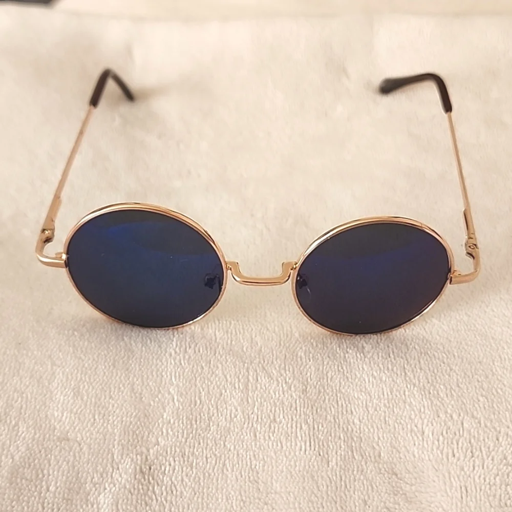 2 for $14 Blue Unisex Hippie Round Lens Retro Sunglasses NIB